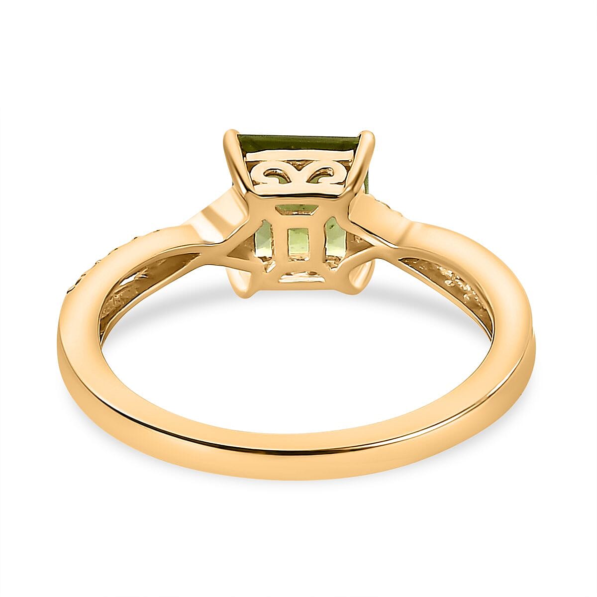 9K Yellow Gold Hebei Peridot and Moissanite Ring 1.14 Ct 9K Yellow Gold Hebei Peridot and Moissanite Ring 1.14 Ct