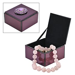 Square Glass Mirrored Jewellery Box with Crystal Flower on Top