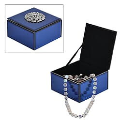 Square Glass Mirrored Jewellery Box with Crystal Flower on Top