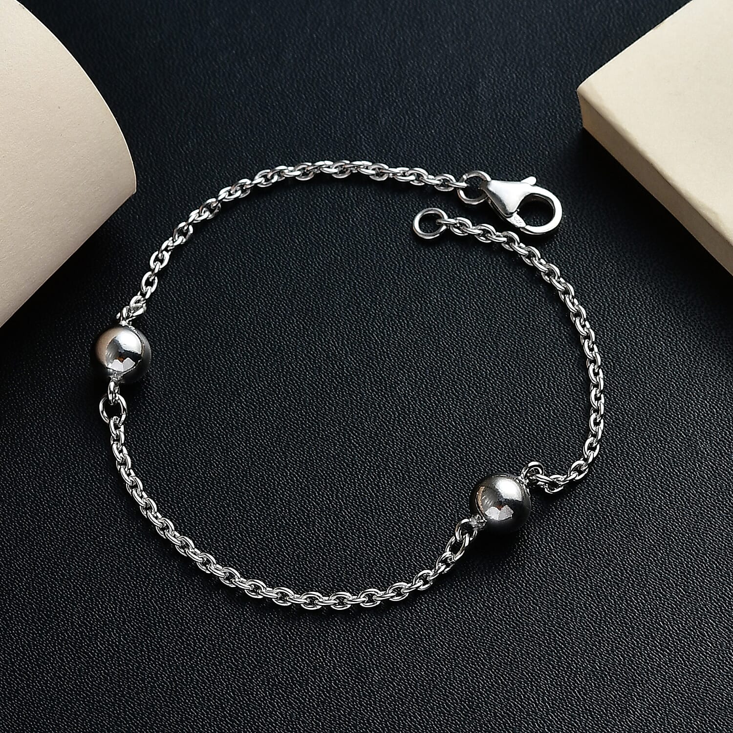 Platinum Overlay Sterling Silver Bracelet (Size - 7.5)