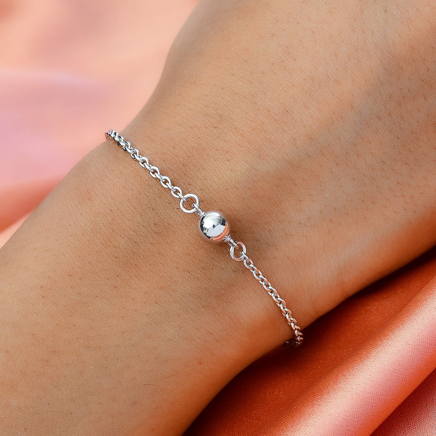 Platinum Overlay Sterling Silver Bracelet (Size - 7.5)