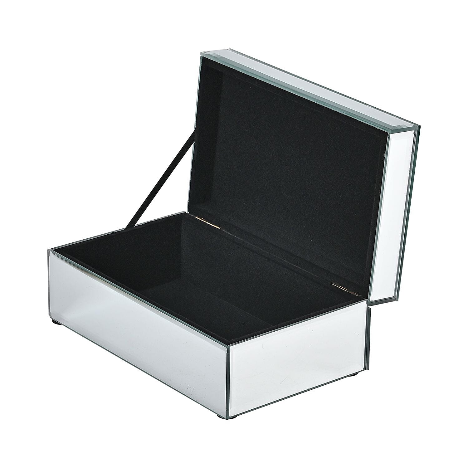 Rectangle Jewellery Box (Size 21x13x8 cm) - Silver & Cream