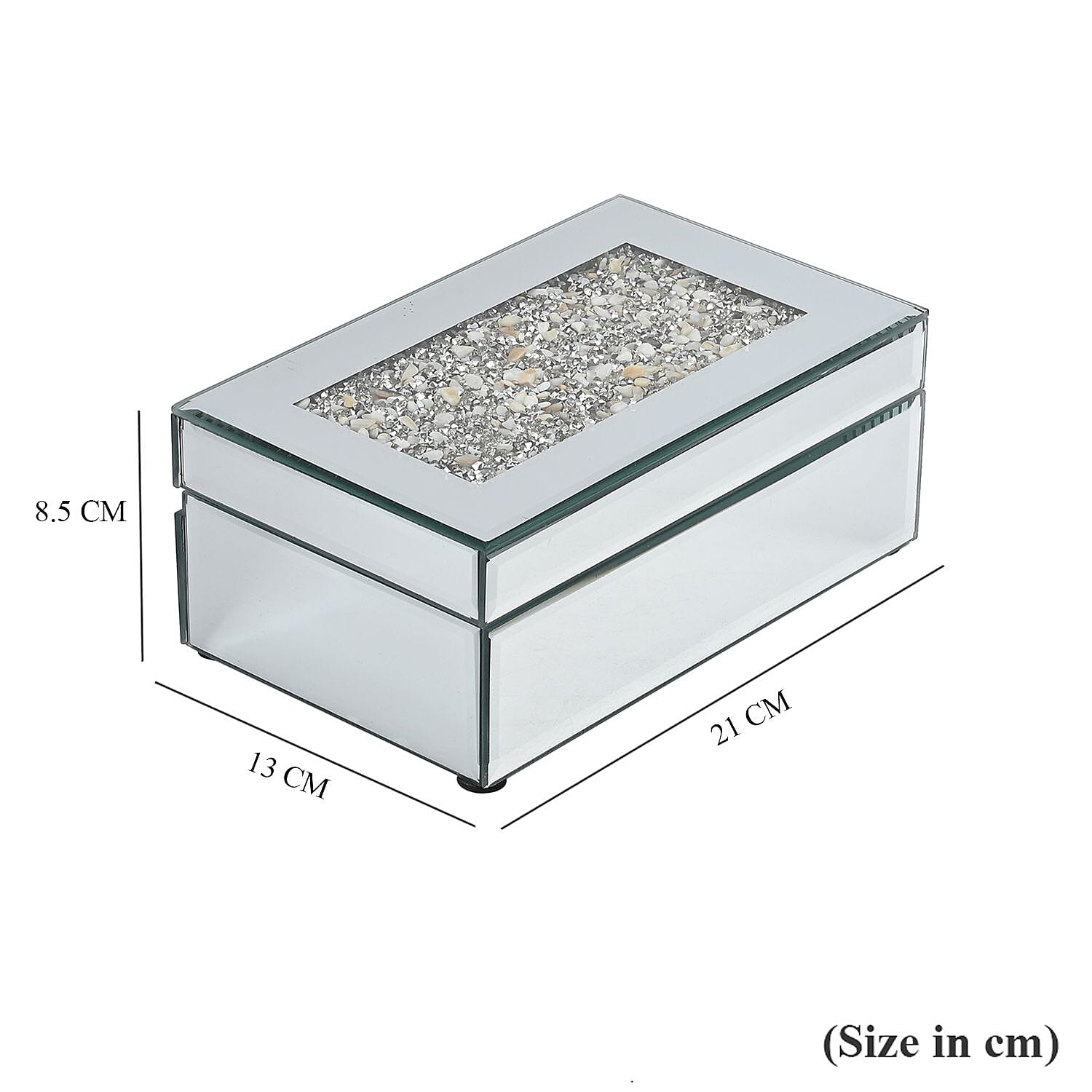 Rectangle Jewellery Box (Size 21x13x8 cm) - Silver & Cream