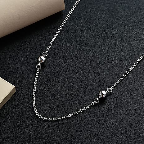 Platinum Overlay Sterling Silver Necklace (Size - 20), Silver Wt. 8.50 Gms