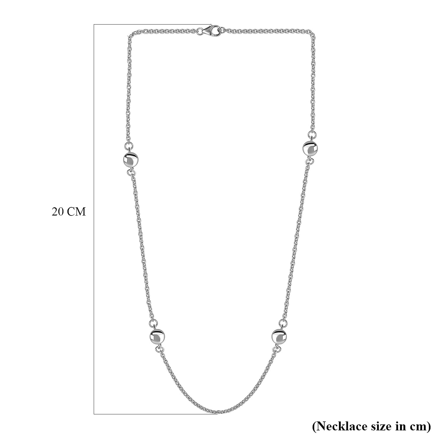 Platinum Overlay Sterling Silver Necklace (Size - 20), Silver Wt. 8.50 Gms