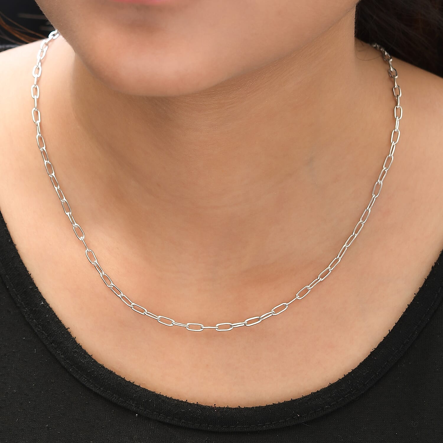 Platinum Overlay Sterling Silver NecklaceE (Size - 20), Silver Wt. 6.4 Gms