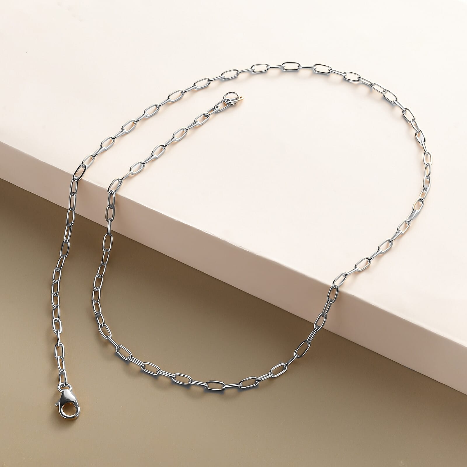 Platinum Overlay Sterling Silver NecklaceE (Size - 20), Silver Wt. 6.4 Gms