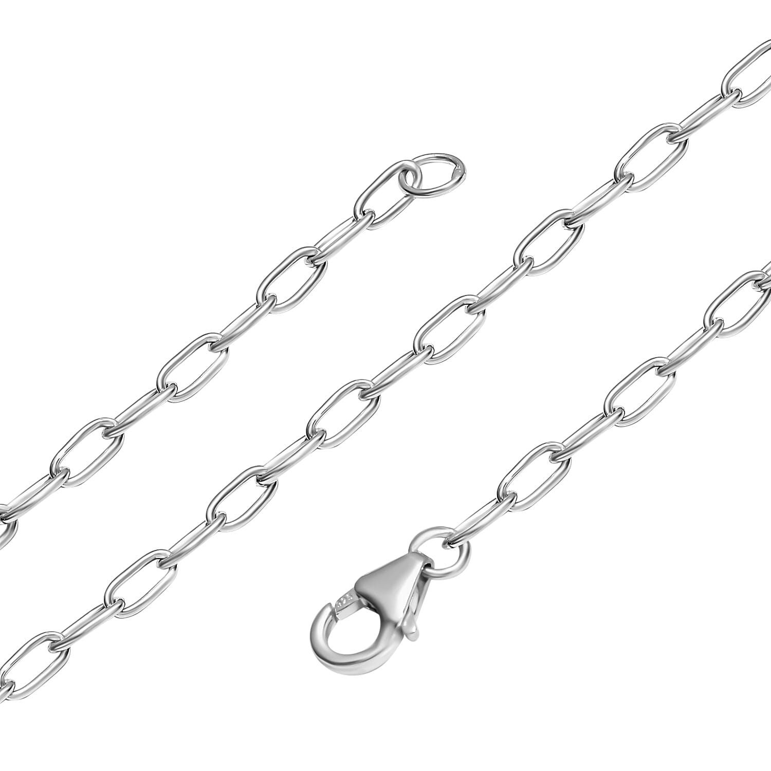 Platinum Overlay Sterling Silver NecklaceE (Size - 20), Silver Wt. 6.4 Gms