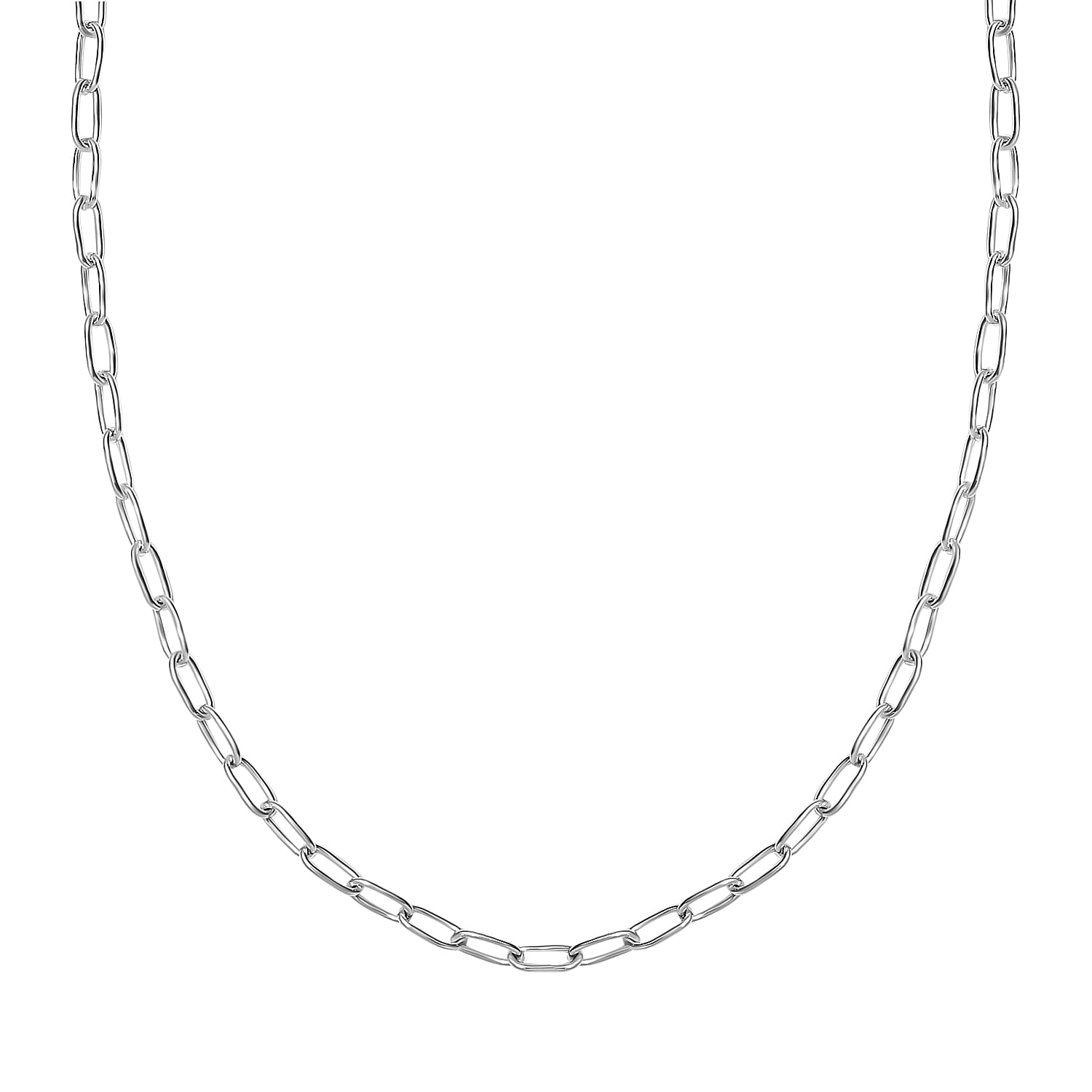 Platinum Overlay Sterling Silver NecklaceE (Size - 20), Silver Wt. 6.4 Gms