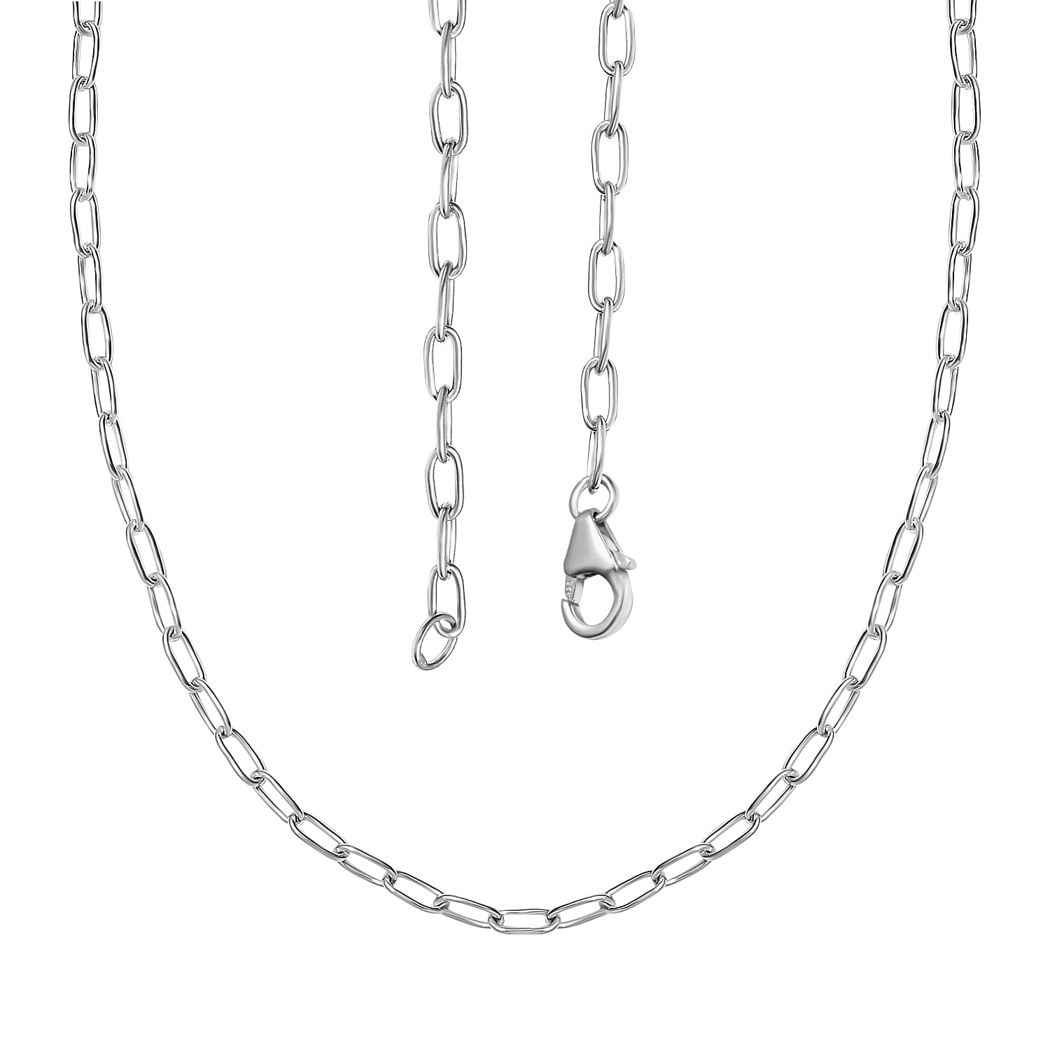 Platinum Overlay Sterling Silver NecklaceE (Size - 20), Silver Wt. 6.4 Gms