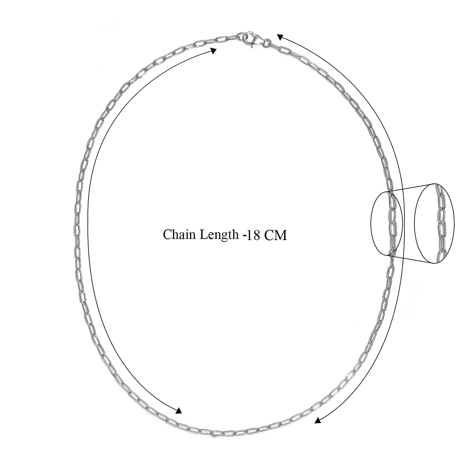 Platinum Overlay Sterling Silver NecklaceE (Size - 20), Silver Wt. 6.4 Gms