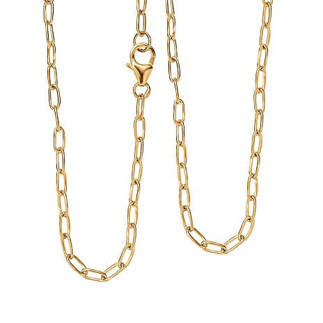 Closeout Deal - 18K Vermeil Yellow Gold Plated Sterling Silver Paperclip Necklace (Size - 20), Silver Wt. 6.17 Gms.