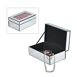 Mirrored Luxury Storage Box With Soft Velvet Inner Lining (Size 21x13x8 cm) - Gold & Lavender