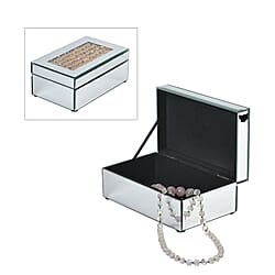 Mirrored Luxury Storage Box With Soft Velvet Inner Lining (Size 21x13x8 cm) - Gold & Lavender