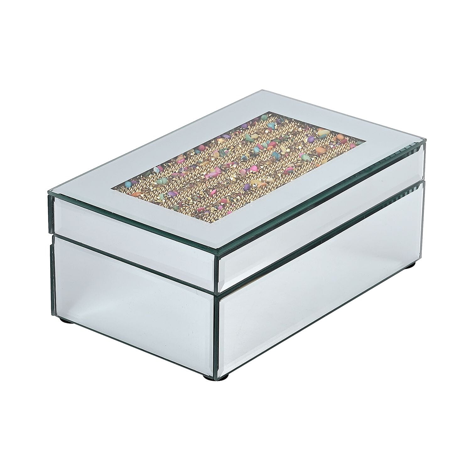 Rectangle Jewellery Box With Soft Velvet Inner Lining - Crystal Chain (Size 21x13x8 cm) - Silver
