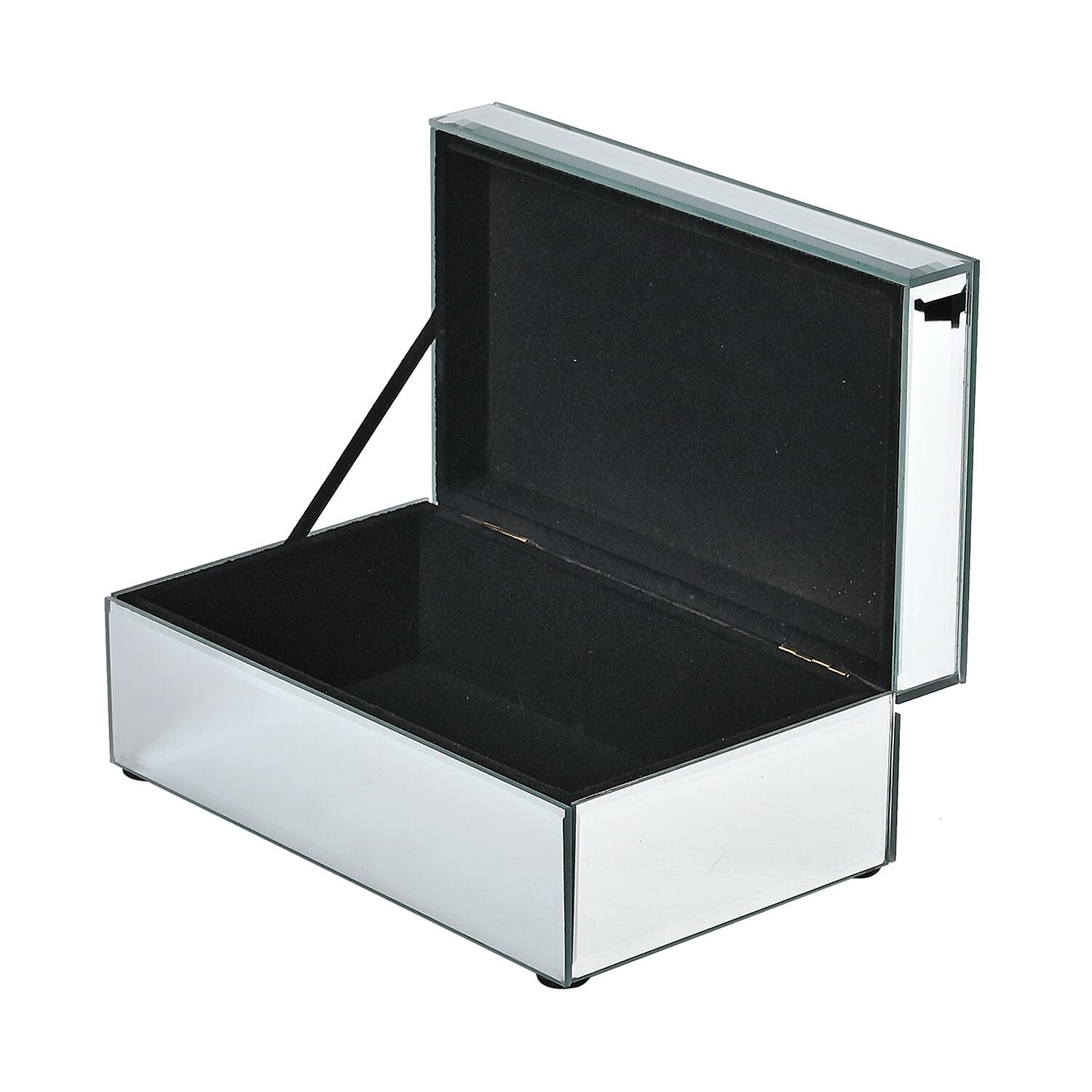 Rectangle Jewellery Box With Soft Velvet Inner Lining - Crystal Chain (Size 21x13x8 cm) - Silver