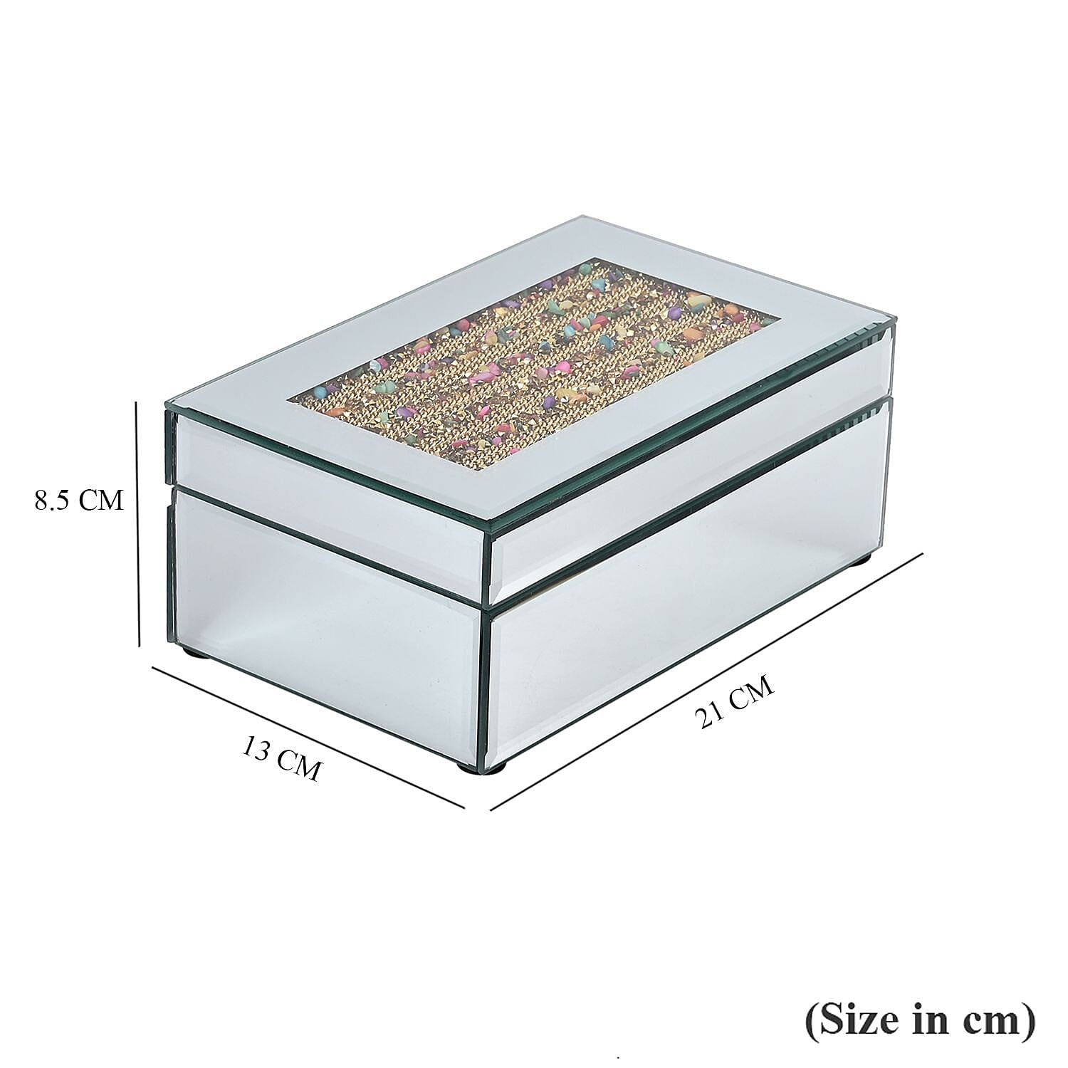 Rectangle Jewellery Box With Soft Velvet Inner Lining - Crystal Chain (Size 21x13x8 cm) - Silver