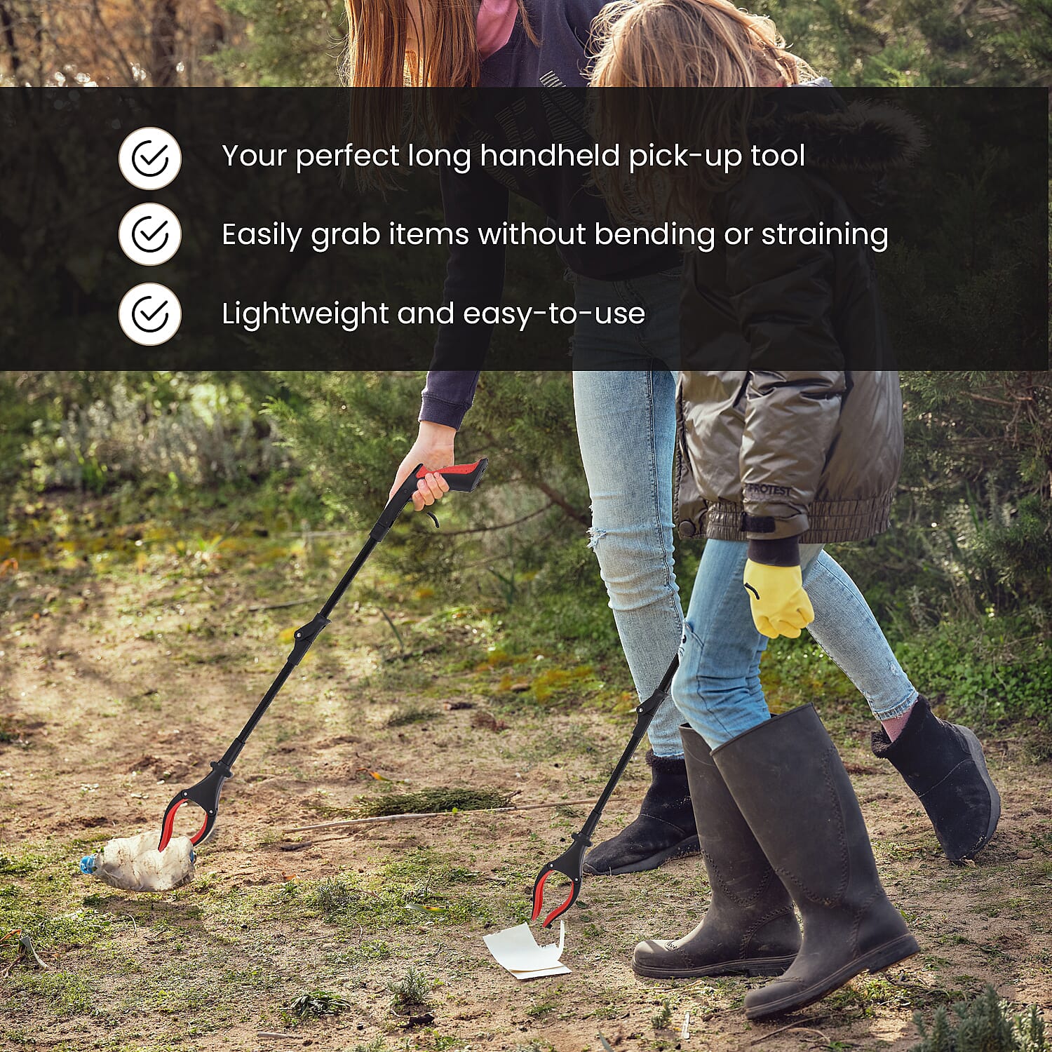 OTO - Back By Demand - Grabber Tool with Magnet and LED Light (Length-82 cm)  - Red