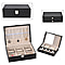 Set of 2 - Multi Purpose Two Tier Jewellery Box with Metal Lock (Size 23x17x8cm, 16x10x5cm) - Black