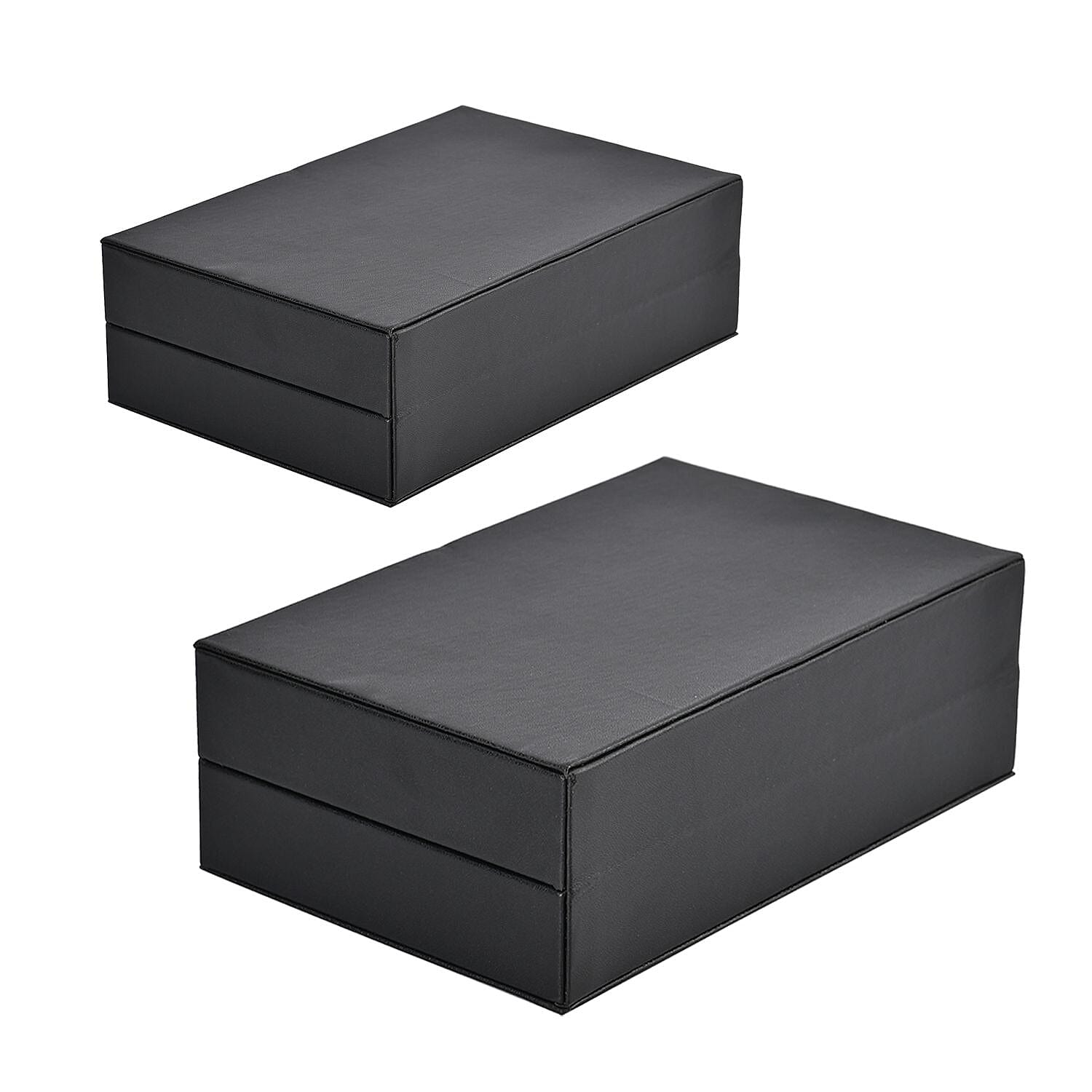 Set of 2 - Multi Purpose Two Tier Jewellery Box with Metal Lock - Black