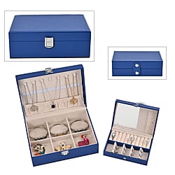 Set of 2 - Multi Purpose Two Tier Jewellery Box with Metal Lock (Size 23x17x8cm, 16x10x5cm) - Grey