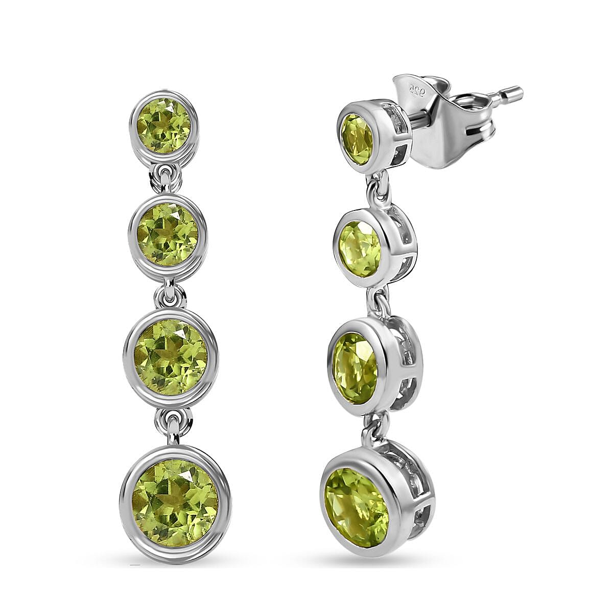 Hebei Peridot Earrings in Platinum Overlay Sterling Silver 3.62 Ct