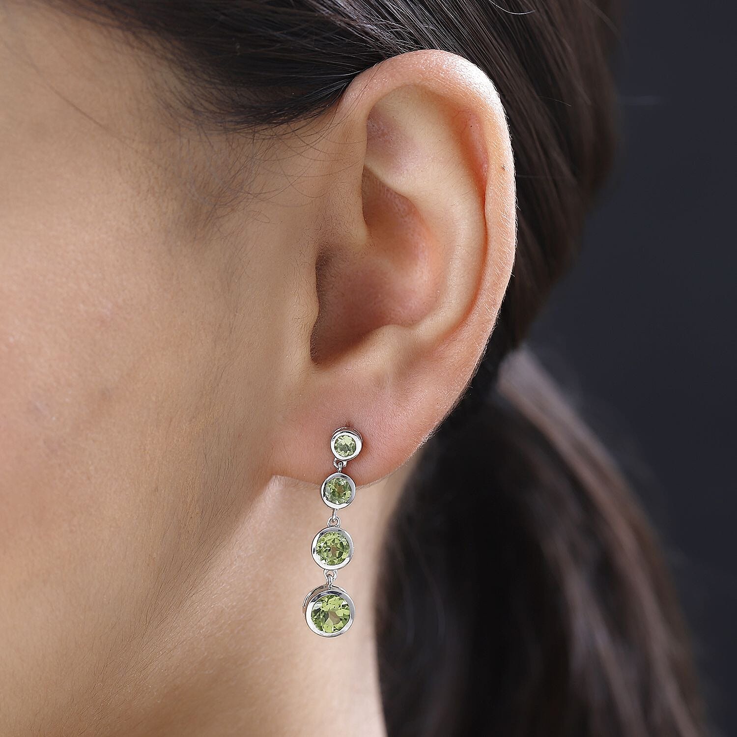 Hebei Peridot Earrings in Platinum Overlay Sterling Silver 3.62 Ct