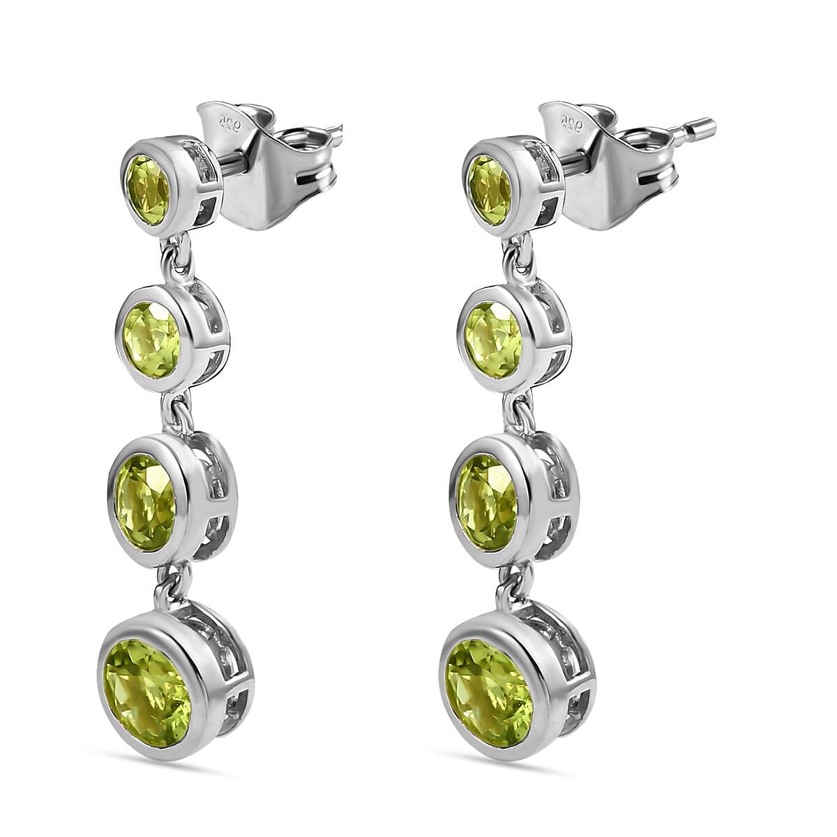 Hebei Peridot Earrings in Platinum Overlay Sterling Silver 3.62 Ct