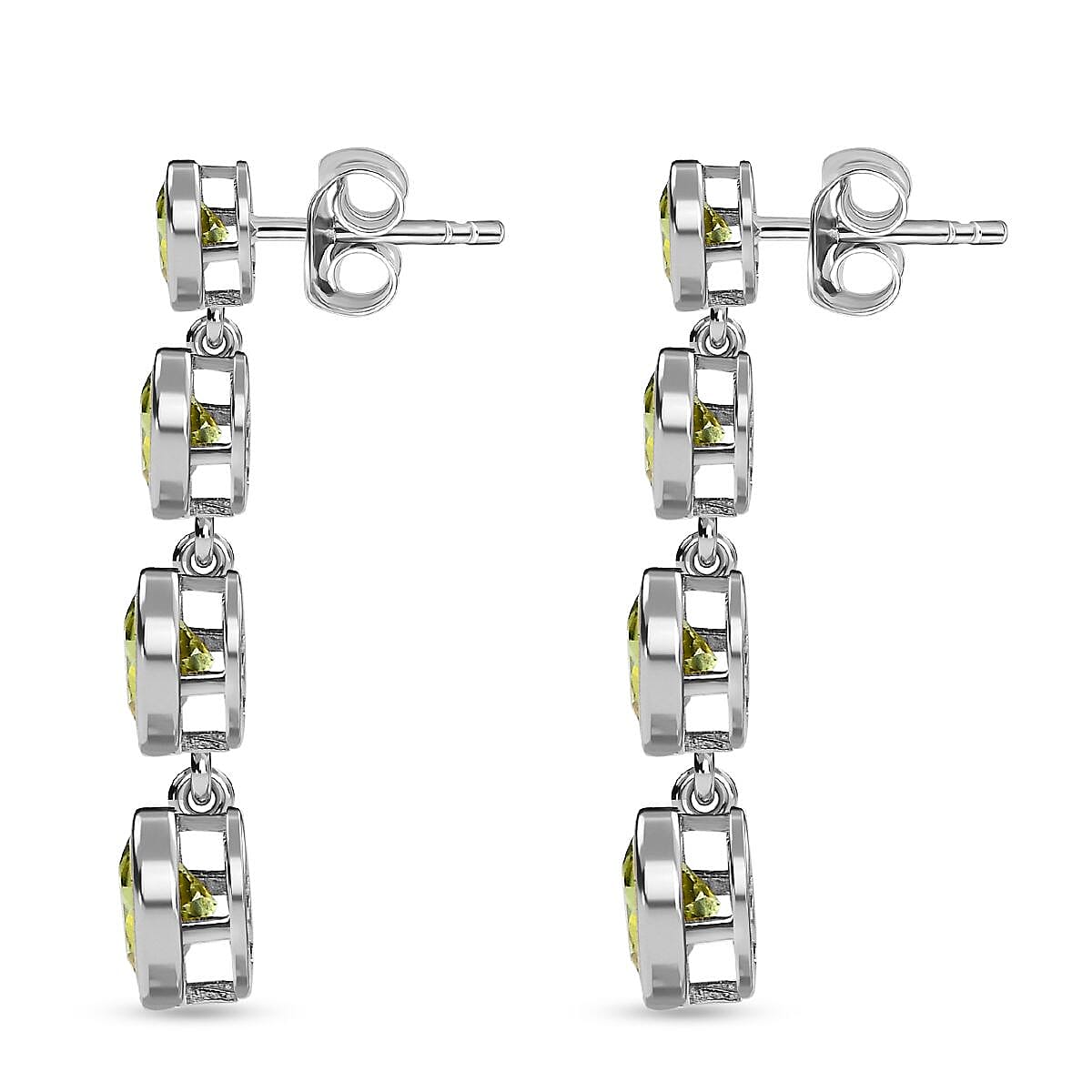 Hebei Peridot Earrings in Platinum Overlay Sterling Silver 3.62 Ct