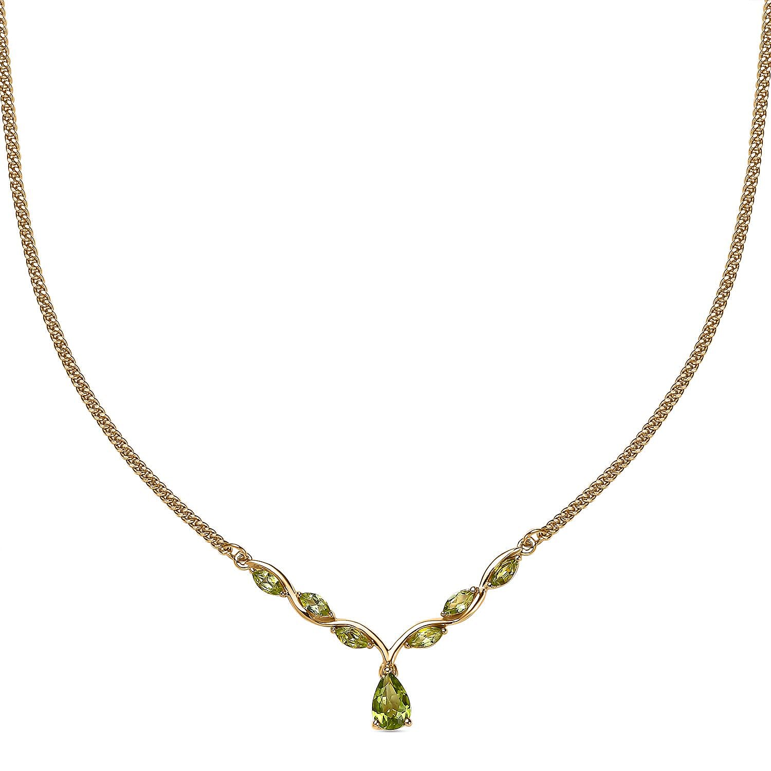 Hebei Peridot Necklace (Size - 20) in 18K Yellow Gold Vermeil Plated Sterling Silver 1.80 Ct