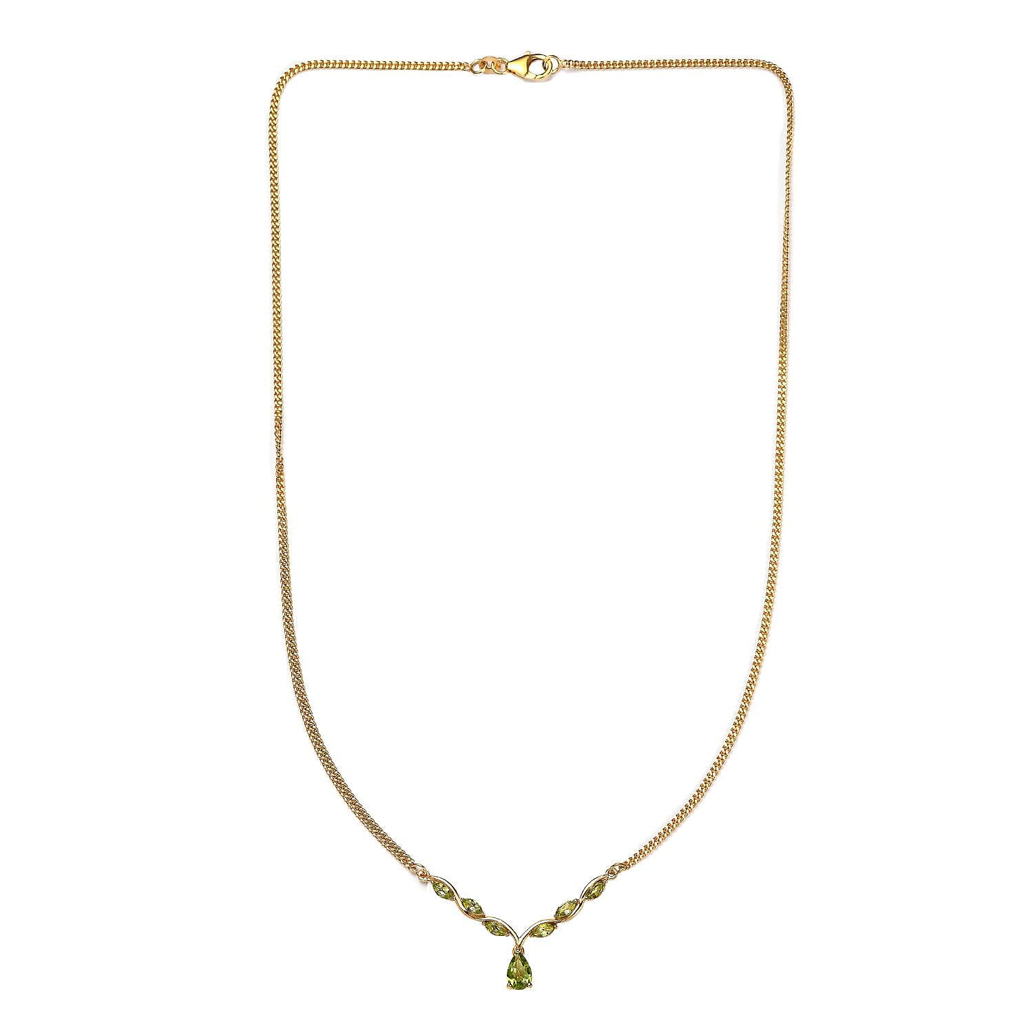 Hebei Peridot Necklace (Size - 20) in 18K Yellow Gold Vermeil Plated Sterling Silver 1.80 Ct