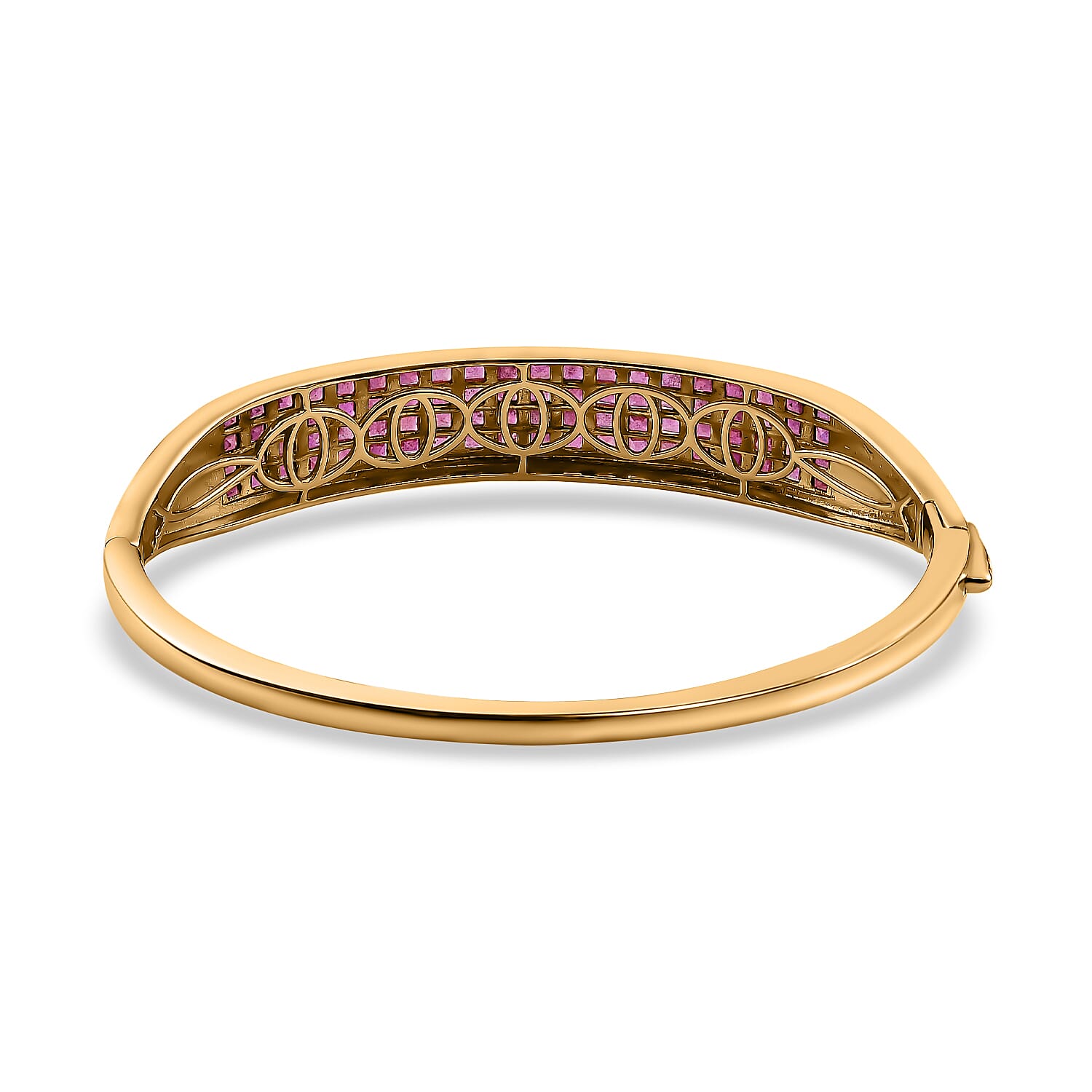 African Ruby Bangle (Size - 7.5) in 18K Vermeil Yellow Gold Plated Sterling Silver 10.50 Ct, Silver Wt. 23.65 Gms
