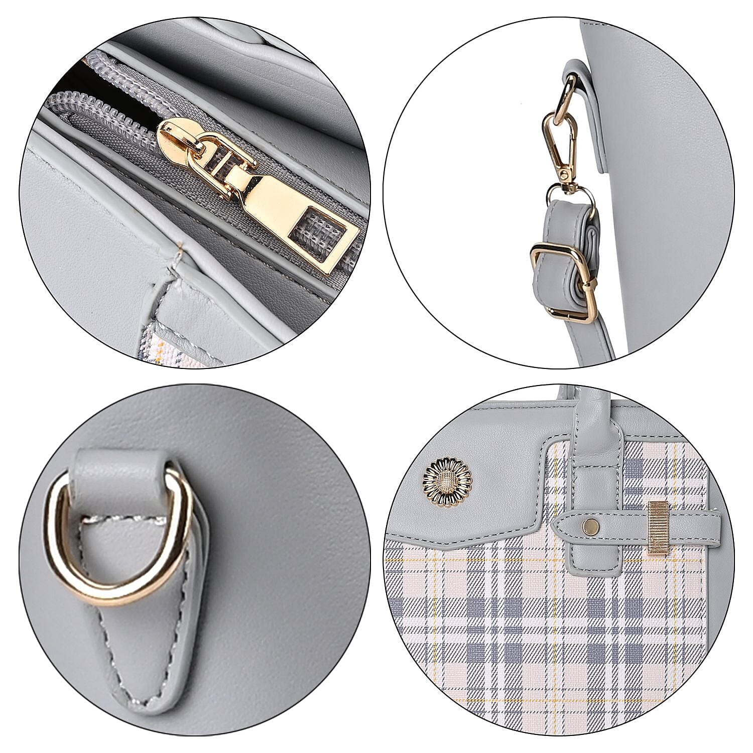 Elegant Checker Pattern Crossbody Bag With Handle Drop - Blue Elegant Checker Pattern Crossbody Bag With Handle Drop - Blue