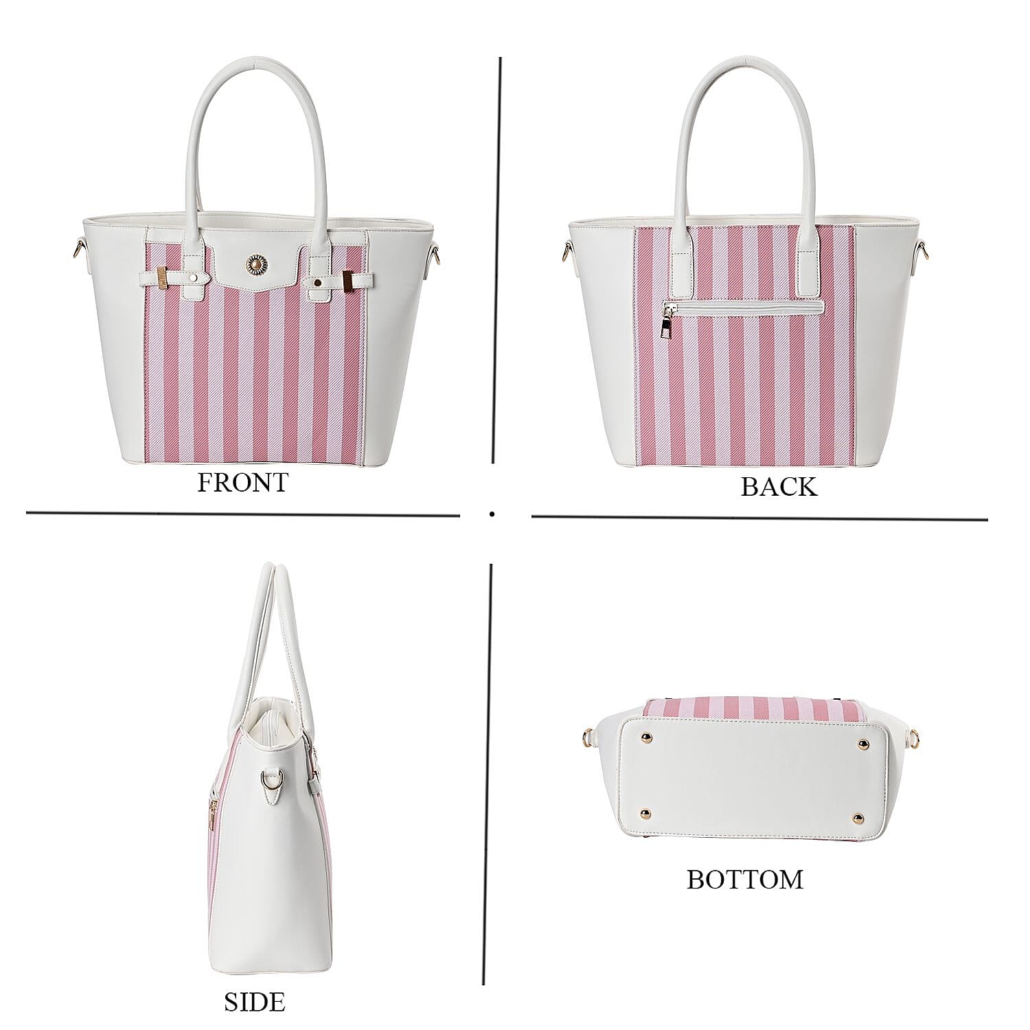 Elegant Checker Pattern Crossbody Bag With Handle Drop - White & Pink