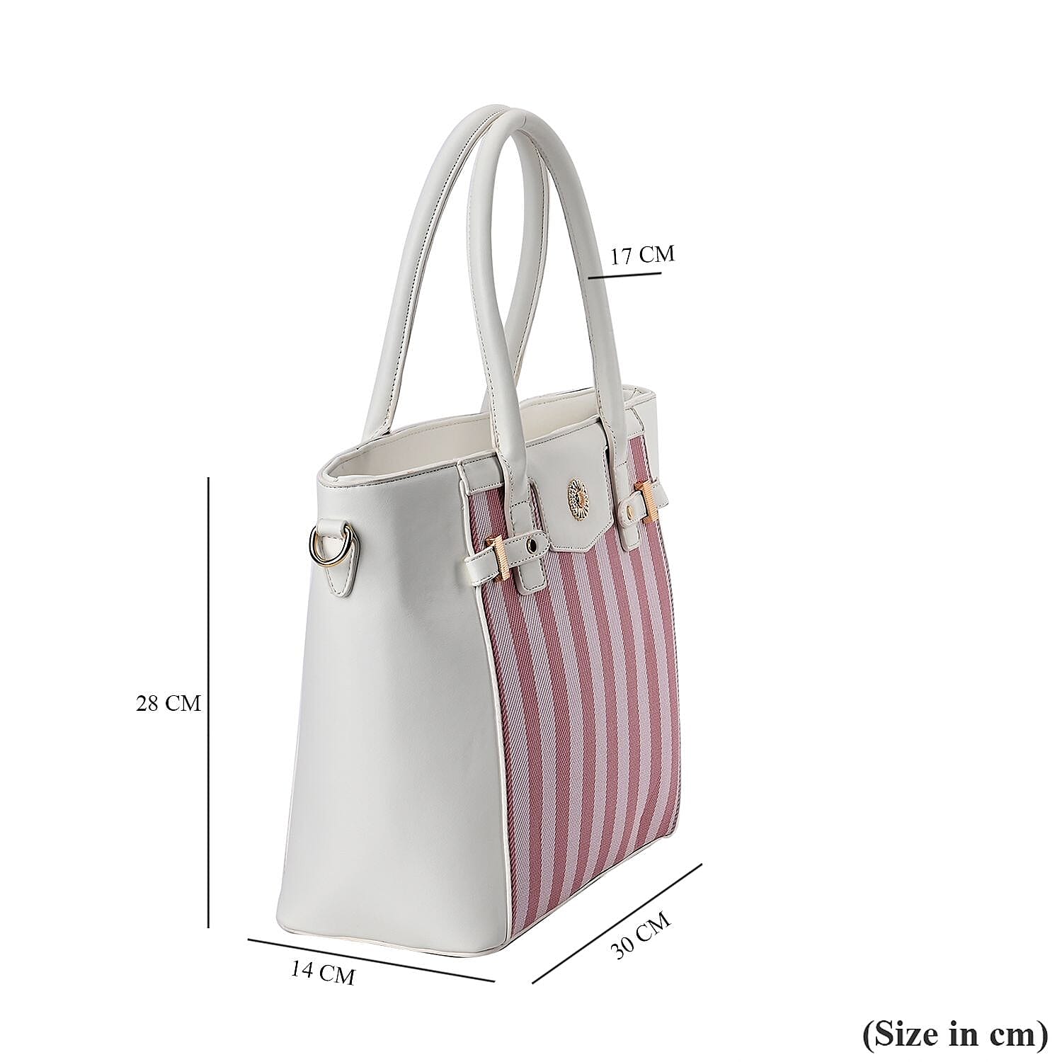 Elegant Checker Pattern Crossbody Bag With Handle Drop - White & Pink