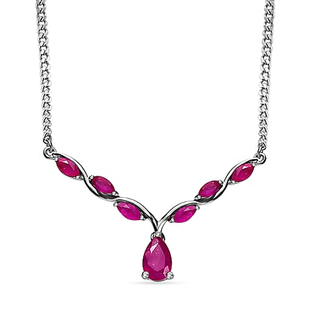 African Ruby Necklace (Size - 20) in Platinum Overlay Sterling Silver 2.50 Ct, Silver Wt. 8.03 Gms