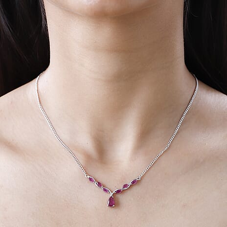 African Ruby Necklace (Size - 20) in Platinum Overlay Sterling Silver 2.50 Ct, Silver Wt. 8.03 Gms