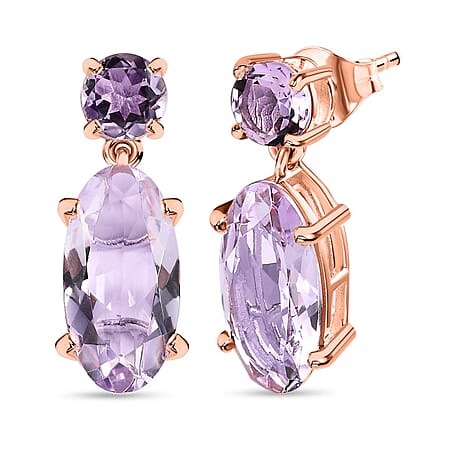 Rose De France Amethyst Dangling Earring in 18K Vermeil Rose Gold Plated Sterling Silver