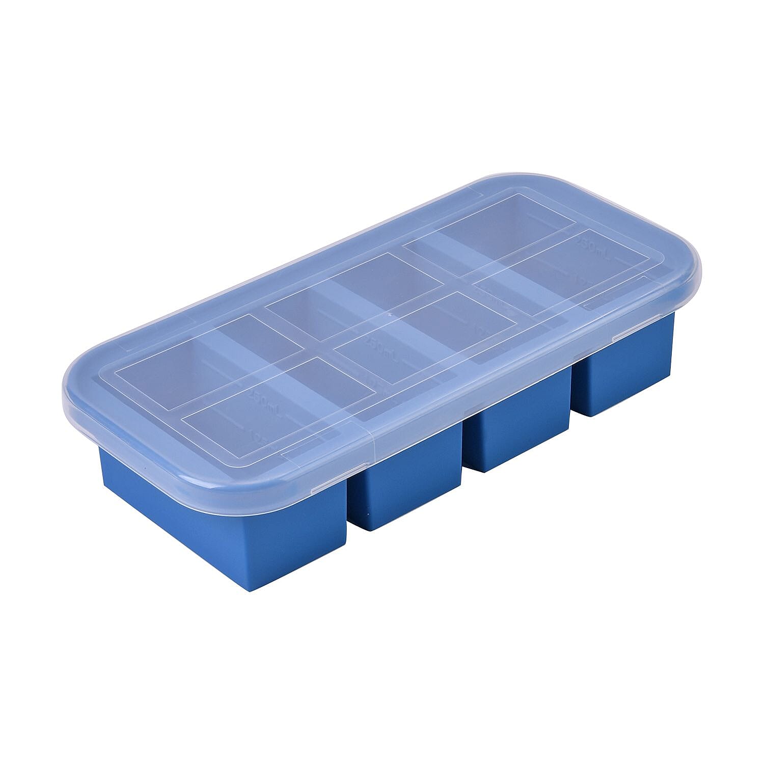 Homesmart Food Grade Silicone Reusable Freezer Tray with Lid (Size 29x14x6 cm) - Blue