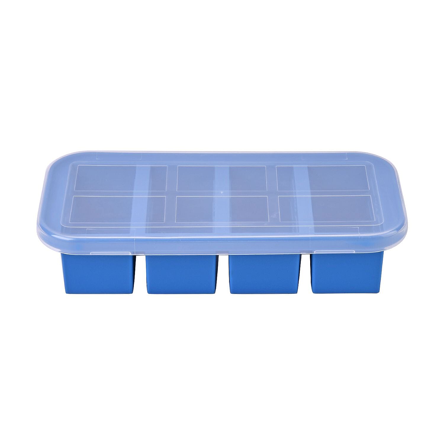 Homesmart Food Grade Silicone Reusable Freezer Tray with Lid (Size 29x14x6 cm) - Blue