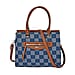 Checker Pattern Crossbody Bag With 2 Exterior Zipper Pockets - Handle Drop - Blue