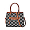 Checker Pattern Crossbody Bag With 2 Exterior Zipper Pockets & Handle Drop - Black