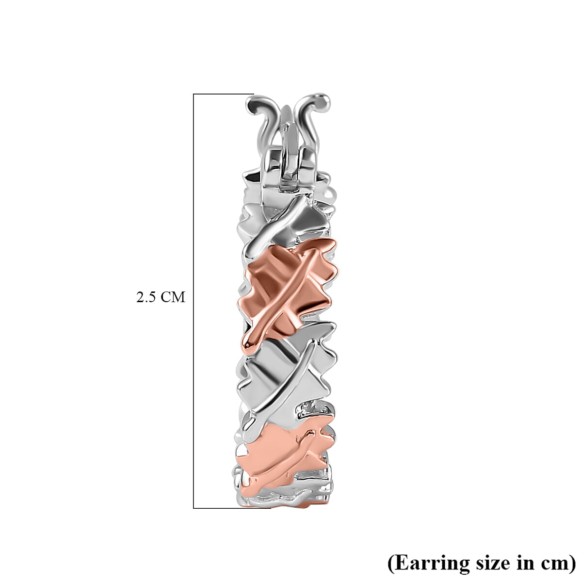 18K Vermeil Rose Gold and Platinum Plated Sterling Silver Hoop Earrings, Silver Wt. 6.73 Gms