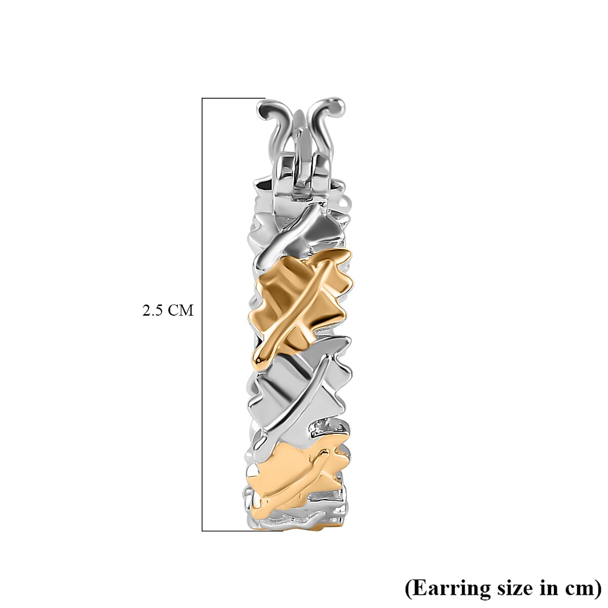 18K Vermeil Yellow Gold and Platinum Plated Sterling Silver Hoop Earrings, Silver Wt. 6.71 Gms