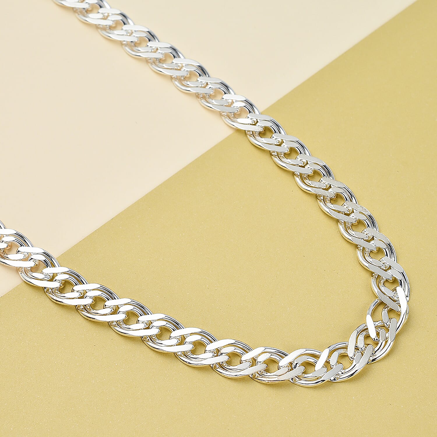 Vicenza Closeout - Sterling Silver Bevelled Double Curb Necklace (Size - 20), Silver Wt. 47 Gms