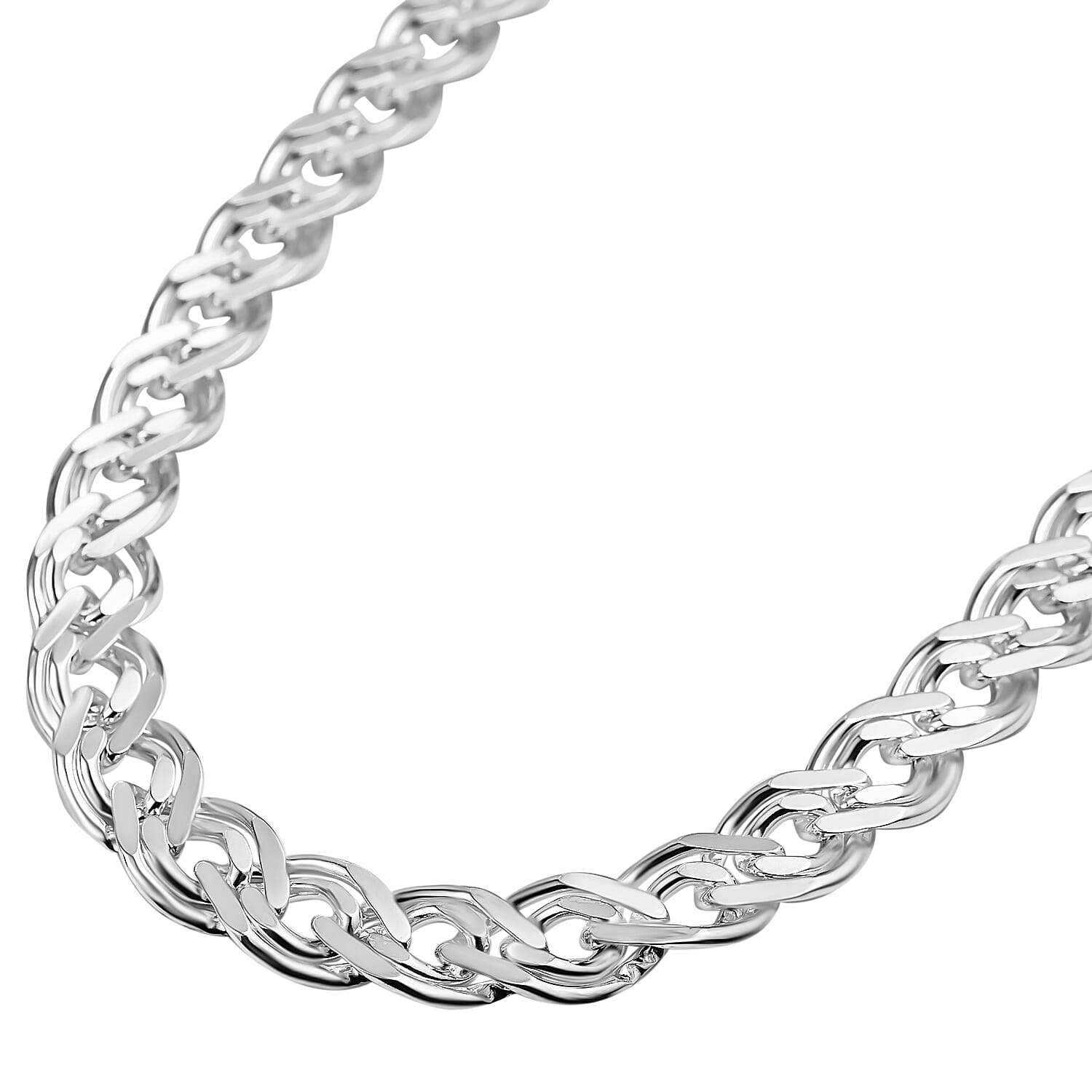 Vicenza Closeout - Sterling Silver Bevelled Double Curb Necklace (Size - 20), Silver Wt. 47 Gms