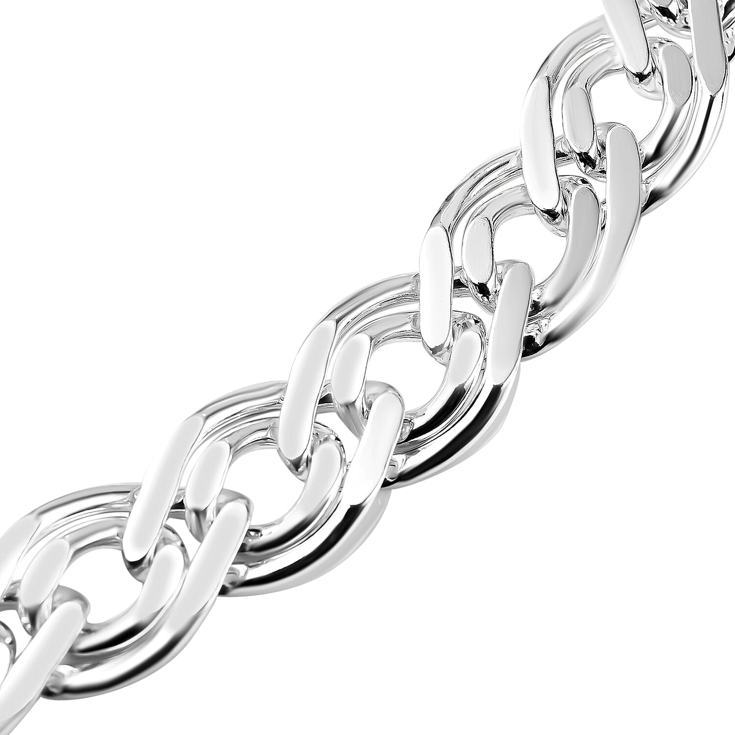 Vicenza Closeout - Sterling Silver Bevelled Double Curb Necklace (Size - 20), Silver Wt. 47 Gms