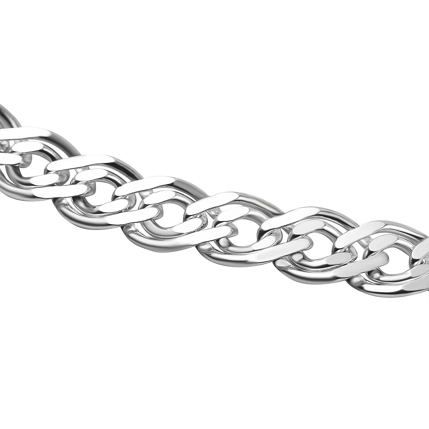 Sterling Silver Bevelled Double Curb Necklace (Size - 24), Silver Wt. 57 Gms