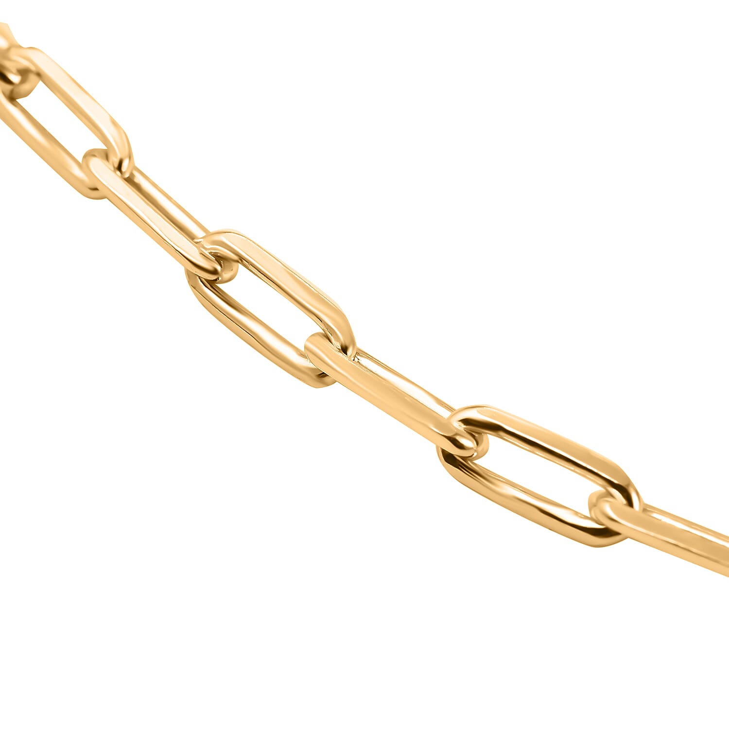 Designer Inspired Close Out- Yellow Gold Sterling Silver Paperclip Necklace (Size 21-1 Inch Ext.) With Heart Charm, Silver Wt. 14.50 Gms