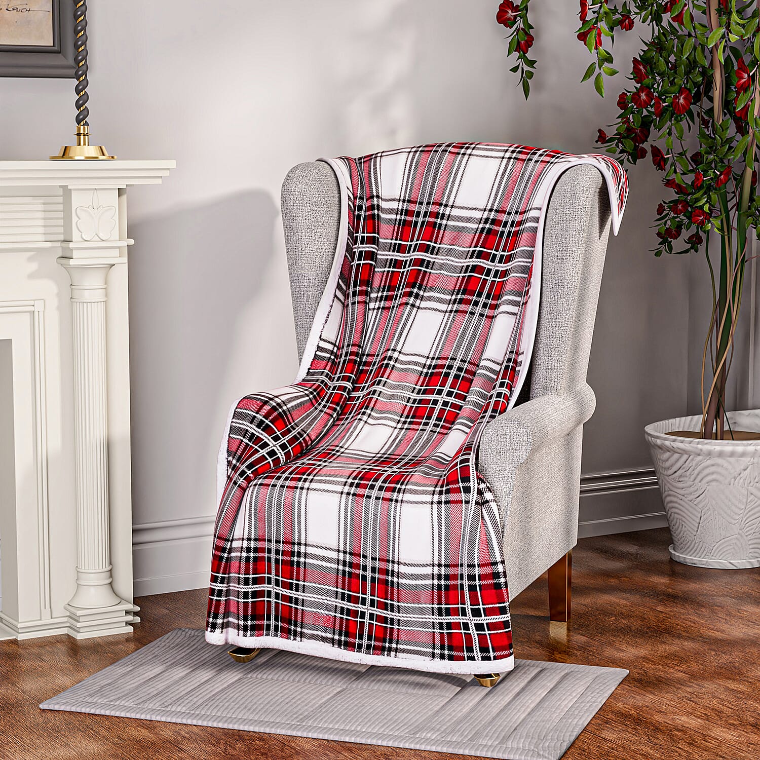 First Double Layer Sherpa Blanket Of The Year 2023 - (Size 150x120 cm) - Red & White